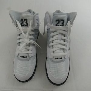 Boys Youth Jordan 1 Flight White Black Sneakers